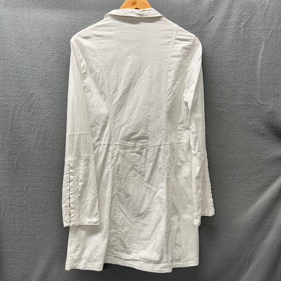 Free People Dress Womens Large Thea Mini White Coastal Boho Snap Up Cotton - Picture 5 of 10